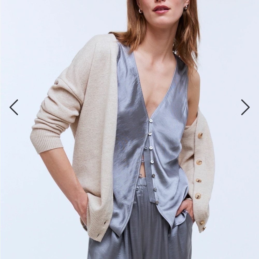 Madewell Satin Cutaway Vest Top Steel Dusk Grey size 0 NWT - Picture 10 of 10